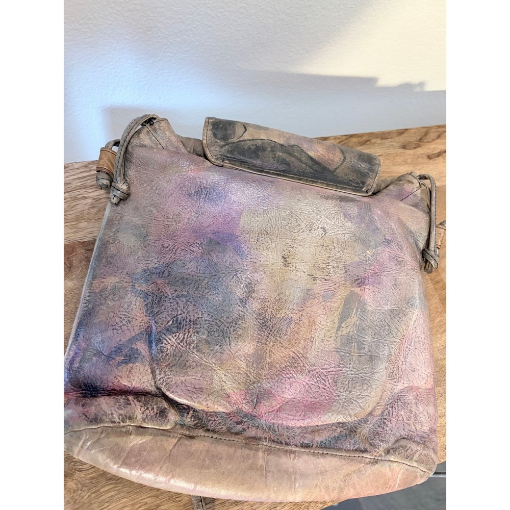 Jane Yoo Vintage Hand Painted Leather Bag Bundle 2pc Abstract Wearable Art 90s - Picture 12 of 16